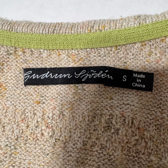 Gudrun Sjödén Beige Knit Open Fron Cardigan Shawl Vest Linen Cotton Lightweight - Picture 8 of 11